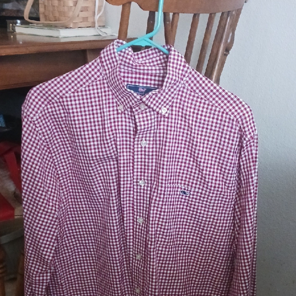 Vineyard Vines Red and White Classic Fit Tucker Shirt